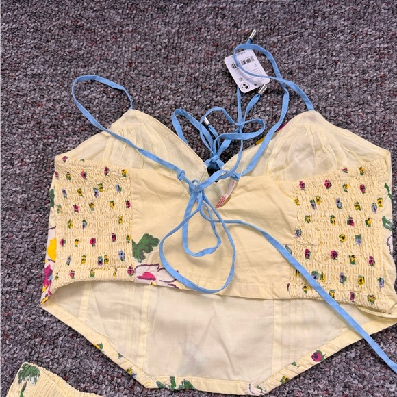 Free People NWT Corset Bustier Inspired Top with fit & flare skirt Set Butter L - Picture 14 of 16